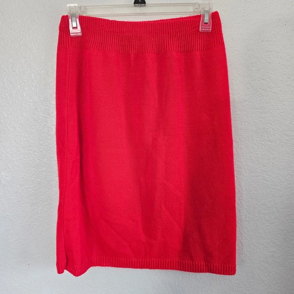 Alicia Vintage Red Knit 2 Piece Set V-Neck‎ Sweater Vest and Midi Skirt Small